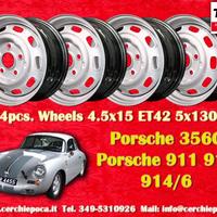 4 pz. cerchi Porsche OE steel 4.5x15 ET42 356 C SC