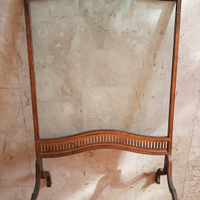 Antico parafuoco in legno e vetro