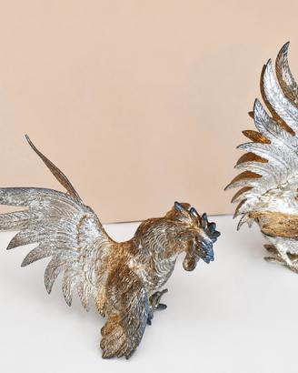 coppia di galli  cesellati da collezione 