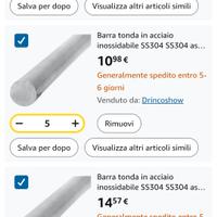 tondini  in acciaio ss304 
