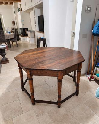 tavolo ottagonale rustico in legno massello