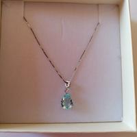 collana in argento nuova con ciondolo acquamarina