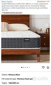 Materasso Matrimoniale NUOVO Coolvie Memory Foam