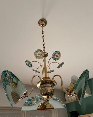 Lampadario a sospensione 5 luci in vetro di Murano