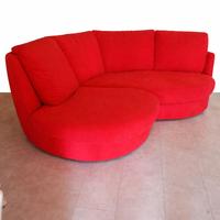 Divano angolare in tessuto rosso