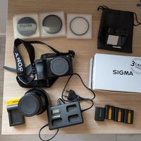 Sony alpha 6500 + Sigma 16mm E-mount + accessori
