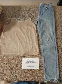Canotta Glitter Motivi + Jeans Zara Slim