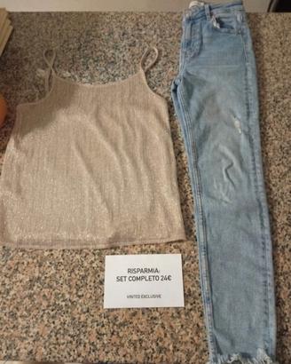 Canotta Glitter Motivi + Jeans Zara Slim