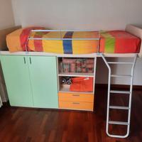 LETTO A SOPPALCO CON ARMADIO E CASSETTI