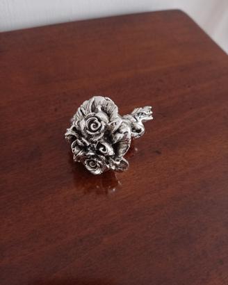 Mazzolino di fiori laminato argento 925 