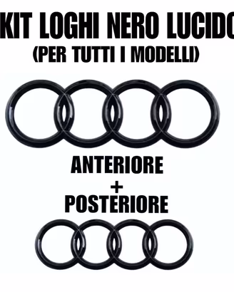 Logo Audi - Anteriore / Posteriore - Nero - A / Q