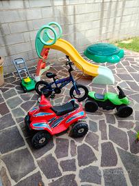 Bici Quad moto scivolo cavallino carriola etc