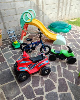 Bici Quad moto scivolo cavallino carriola etc