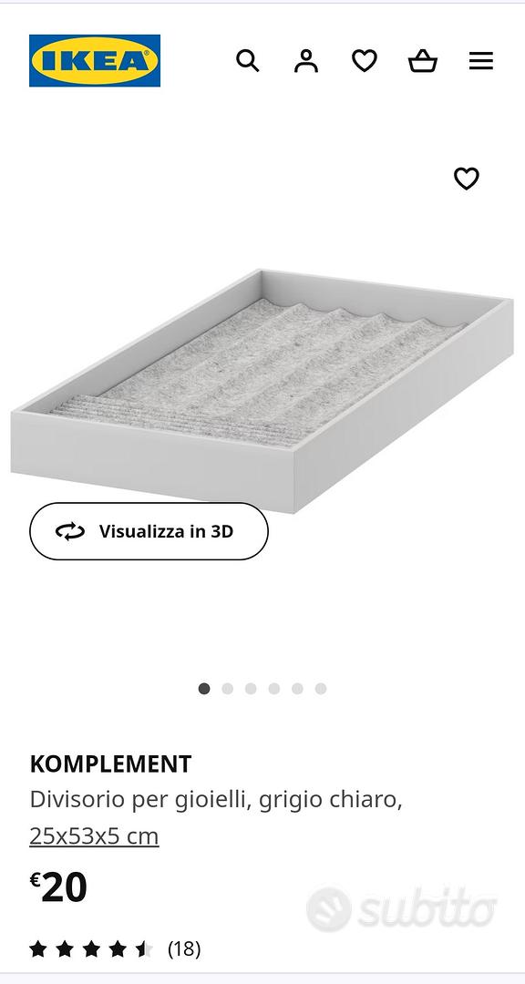 KOMPLEMENT Divisorio per gioielli, grigio chiaro, 25x53x5 cm - IKEA Italia