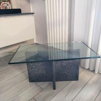 tavolino in marmo e vetro 