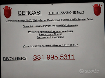 Licenza NCC Roma e regione Lazio