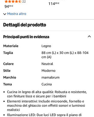 Cucina giocattolo in legno completa – NUOVA, mai a