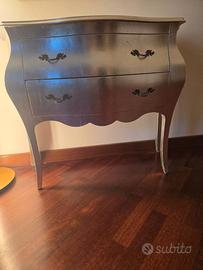 Cassettiera stile barocco argento a 2 cassetti