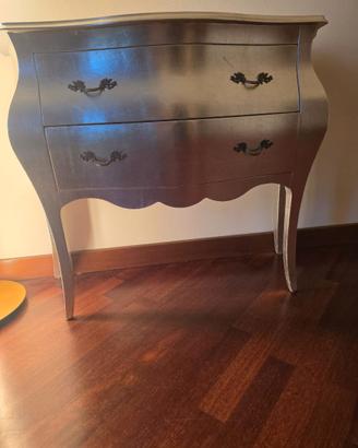 Cassettiera stile barocco argento a 2 cassetti