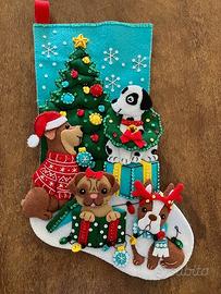 calza Befana e Natale cucita a mano - Dogs
