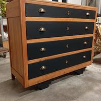 cassettiera vintage design legno e nero opaco 