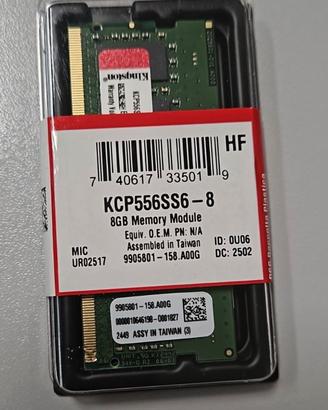 Memoria Kingston 8 GB DDR5 sodimm per portatile