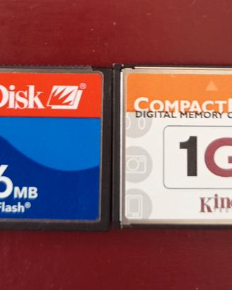 2 schede Compact Flash CF San Disk e Kingston