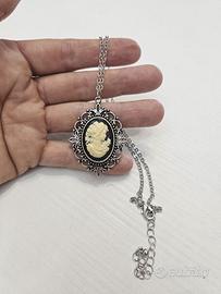 Collana con ciondolo Cammeo stile vintage 42+5 cm
