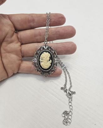 Collana con ciondolo Cammeo stile vintage 42+5 cm