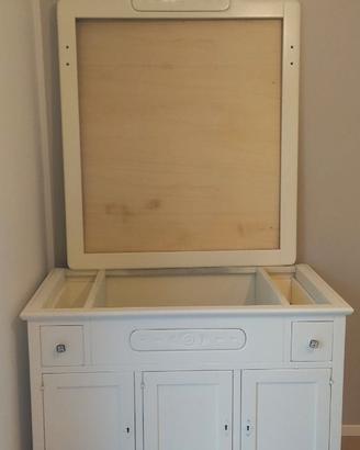 Base Lavabo in Arte Povera, Legno Massello Bianco