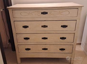 Cassettone antico decappato / shabby 4 cassetti