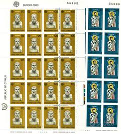 CIPRO /CYPRUS 10 MINIFOGLI SERIE EUROPA 1980 MNH