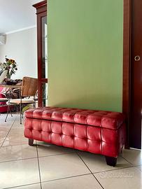 Pouf contenitore bordeaux trapuntato