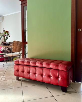 Pouf contenitore bordeaux trapuntato