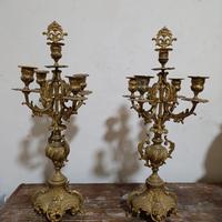 coppia candelabri ottone o bronzo antichi vintage