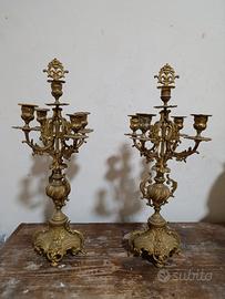 coppia candelabri ottone o bronzo antichi vintage