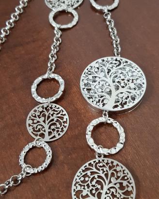 Raffinata collana colore argento-Albero della Vita