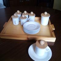 Servizio da caffè 6 tazze con coperchio Vintage