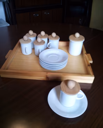 Servizio da caffè 6 tazze con coperchio Vintage