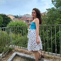 Gonna bianca a vita alta a pois colorati