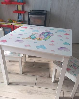Tavolino e sedie unicorni 