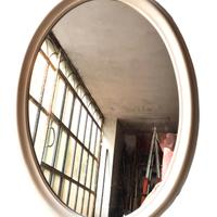 Specchiera ovale, tornita finitura avorio