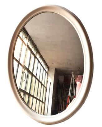 Specchiera ovale, tornita finitura avorio