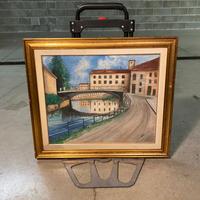 Quadro dipinto mano su tela olio paesaggio Marino