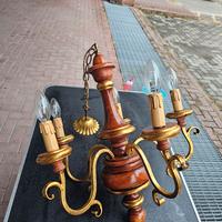 Lampadario legno  e foglia oro fiorentino