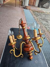 Lampadario legno  e foglia oro fiorentino