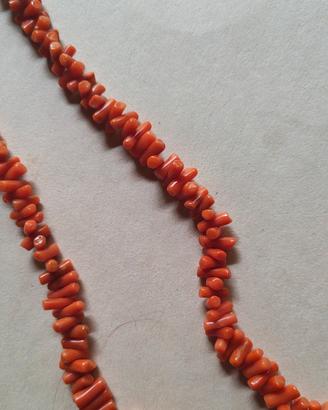 collana in corallo rosso arancione vintage