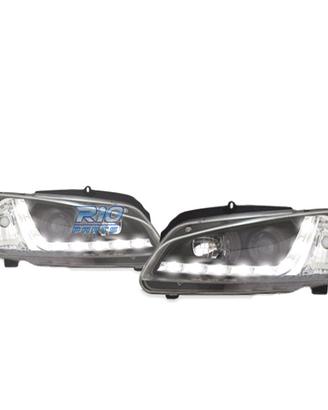 FARI PEUGEOT 106 96-05 LUCE DIURNA A LED FONDO NER