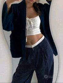 Pantaloni Wide Leg con righe