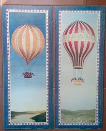 COPPIA stampe vintage Mongolfiere 20x50